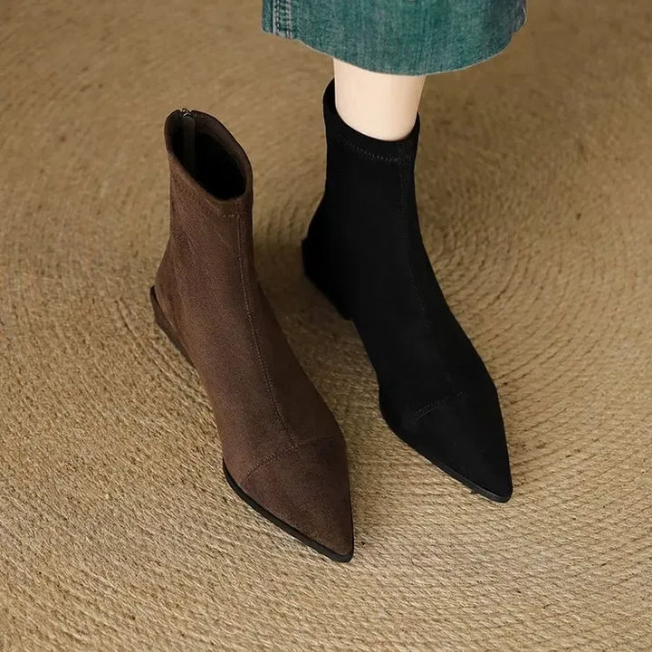 Delphine | Suede Pointed-Toe Ankle Boots