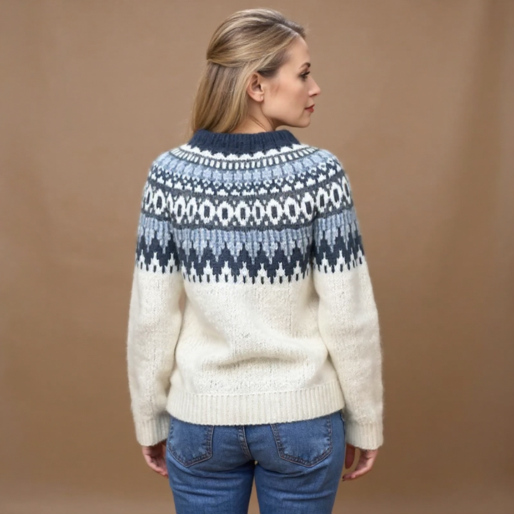 Catherine | Navy Snowflake Yoke Knit Sweater