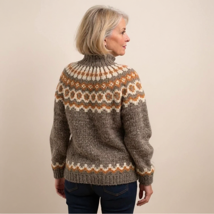 Sandra | Ring Pattern Yoke Knit Sweater