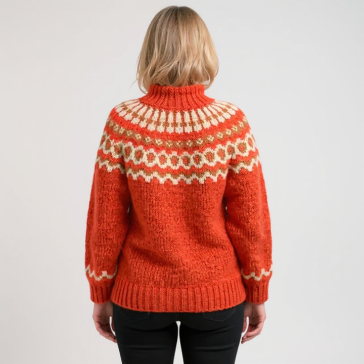 Sandra | Ring Pattern Yoke Knit Sweater