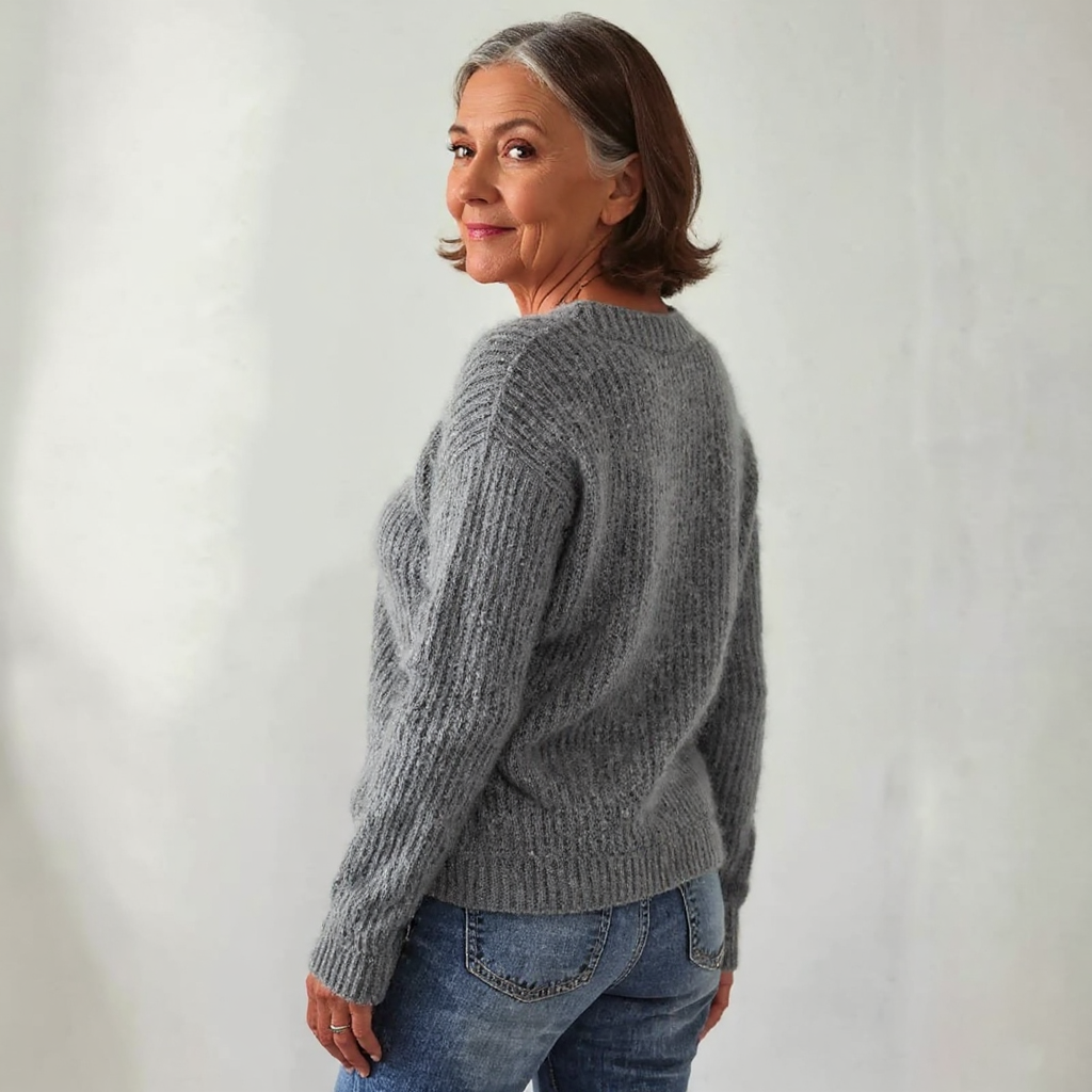 Nancy | Gray Sheep Motif Knit Sweater