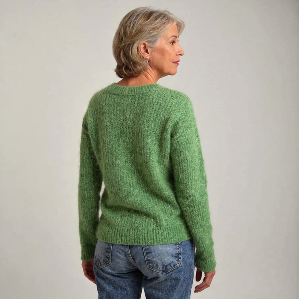 Helen | Green Sheep Motif Knit Sweater