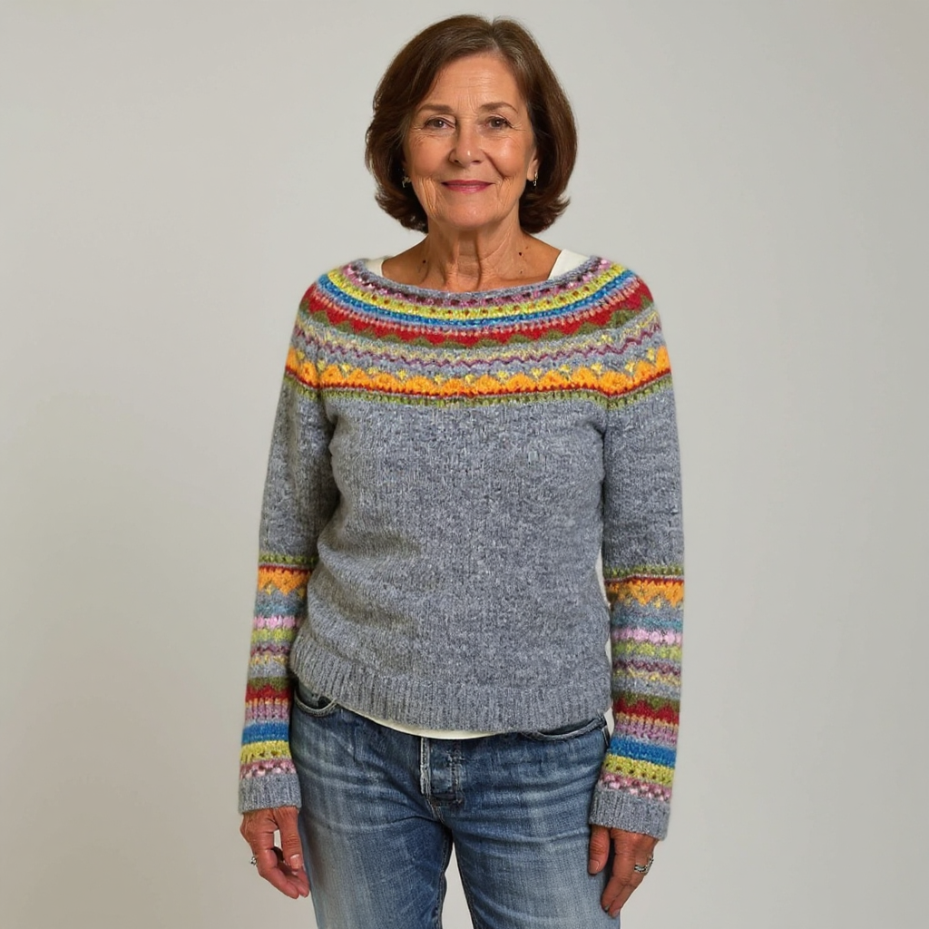 Sharon | Rainbow Yoke Knit Sweater