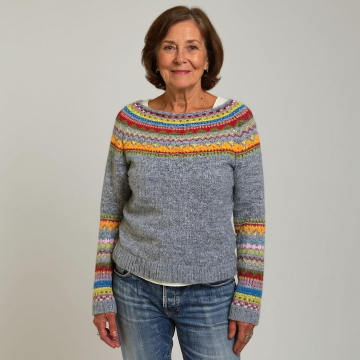 Sharon | Rainbow Yoke Knit Sweater