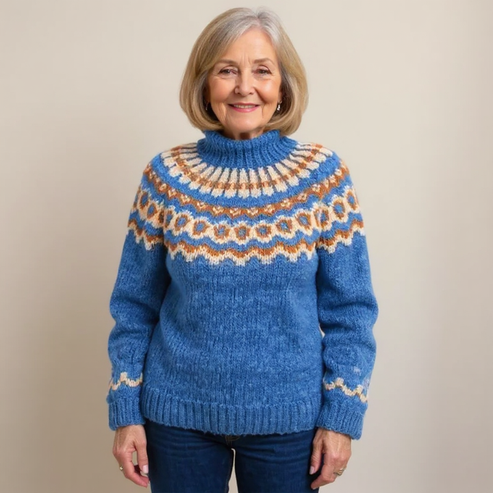 Sandra | Ring Pattern Yoke Knit Sweater