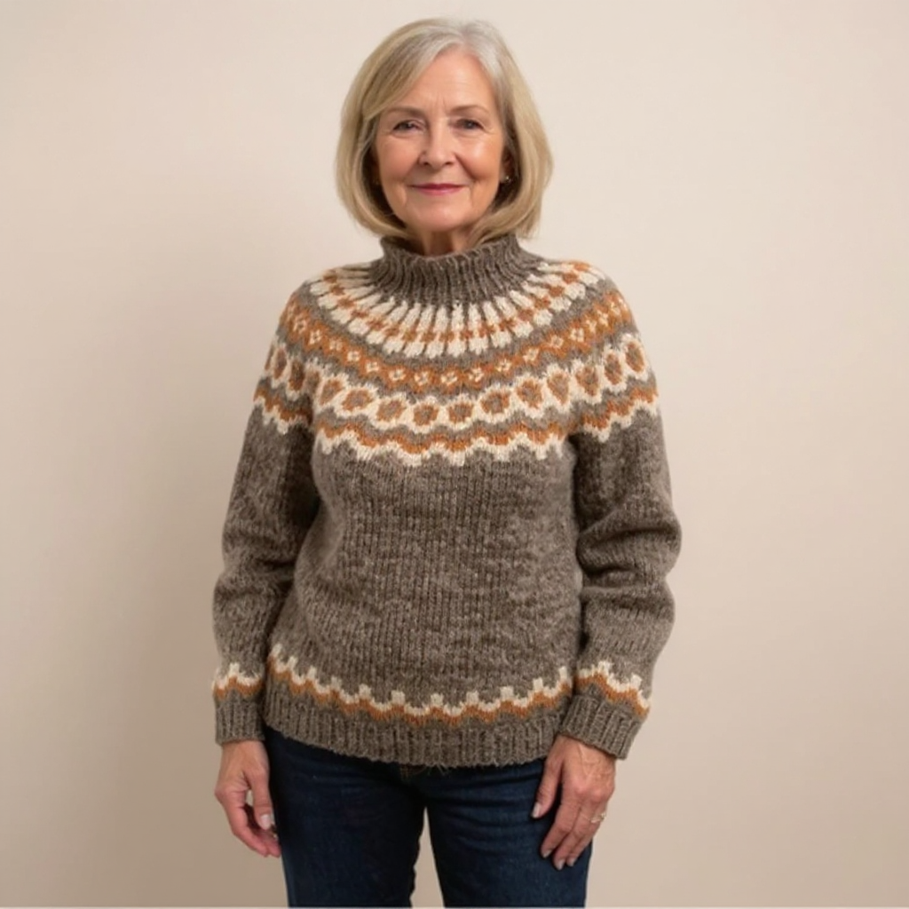 Sandra | Ring Pattern Yoke Knit Sweater