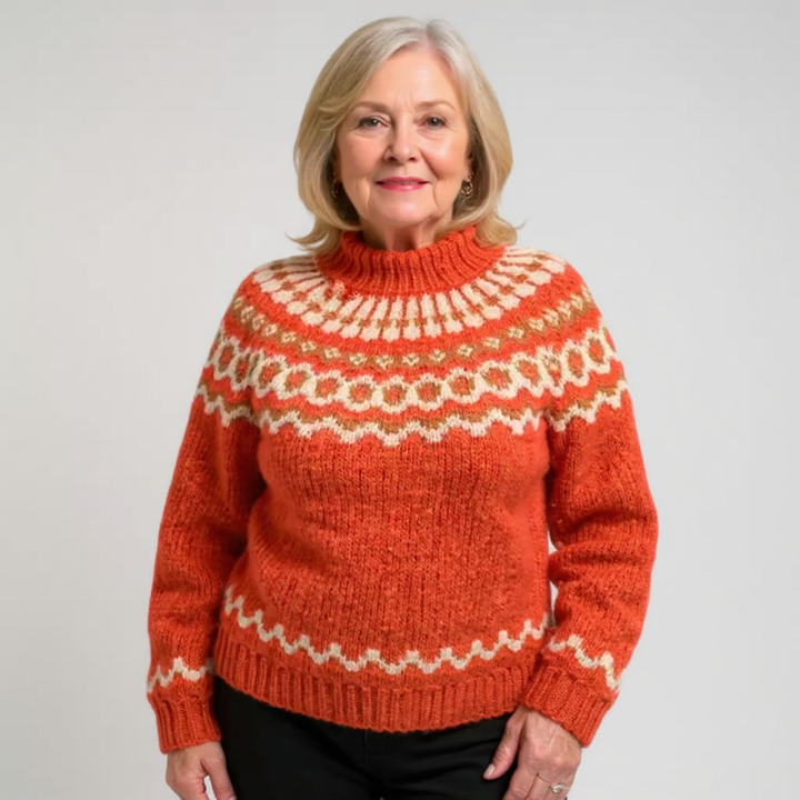 Sandra | Ring Pattern Yoke Knit Sweater