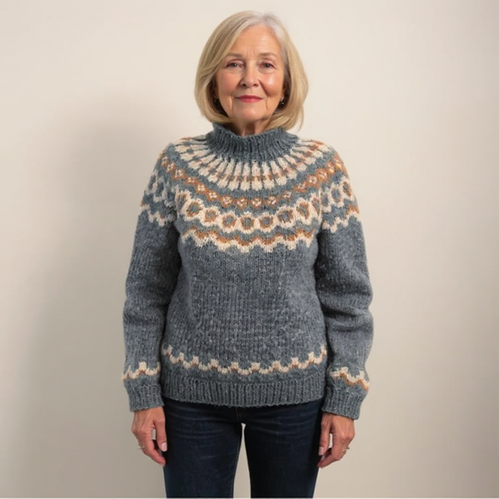 Sandra | Ring Pattern Yoke Knit Sweater
