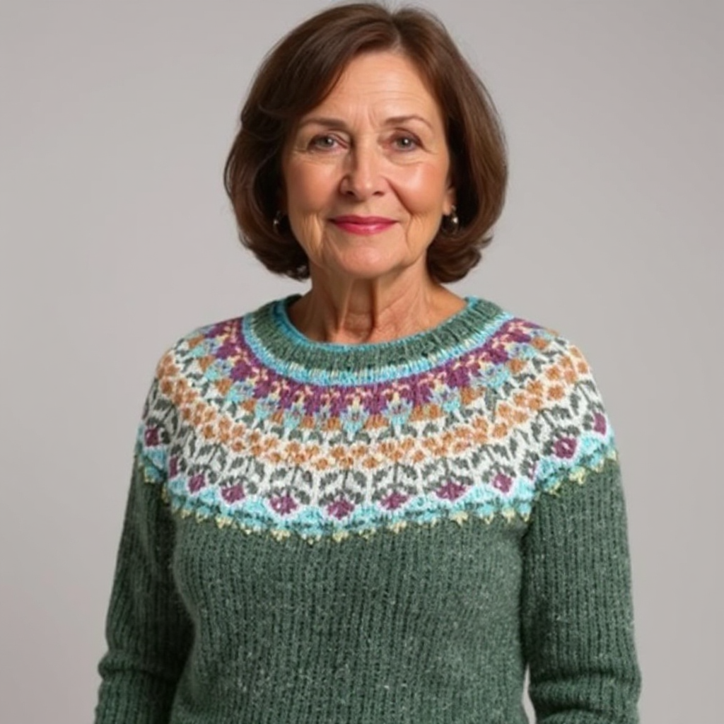 Grace | Evergreen Nordic Yoke Knit Sweater