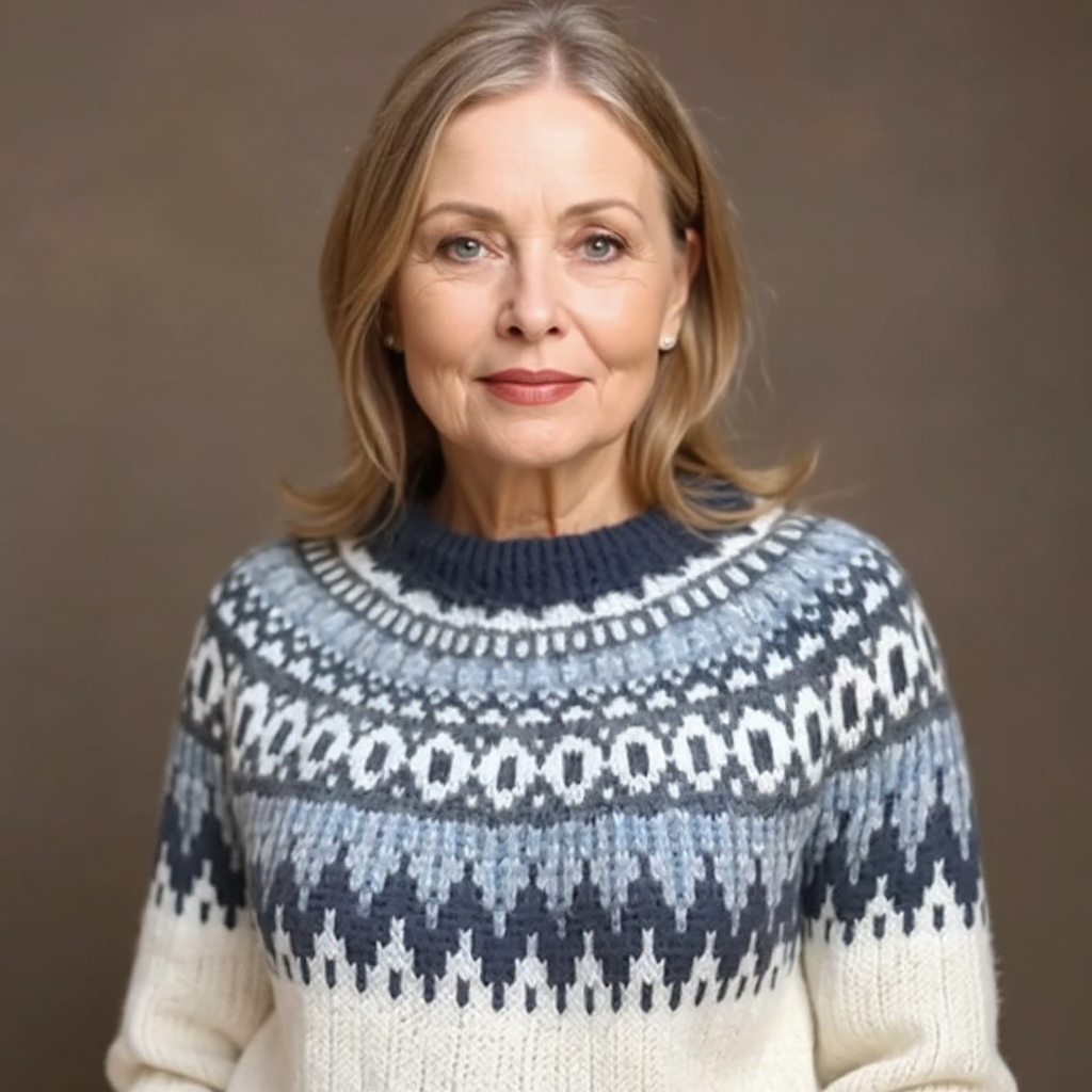 Catherine | Navy Snowflake Yoke Knit Sweater