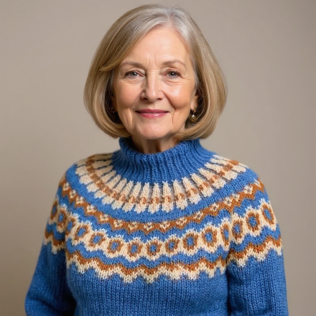 Sandra | Ring Pattern Yoke Knit Sweater