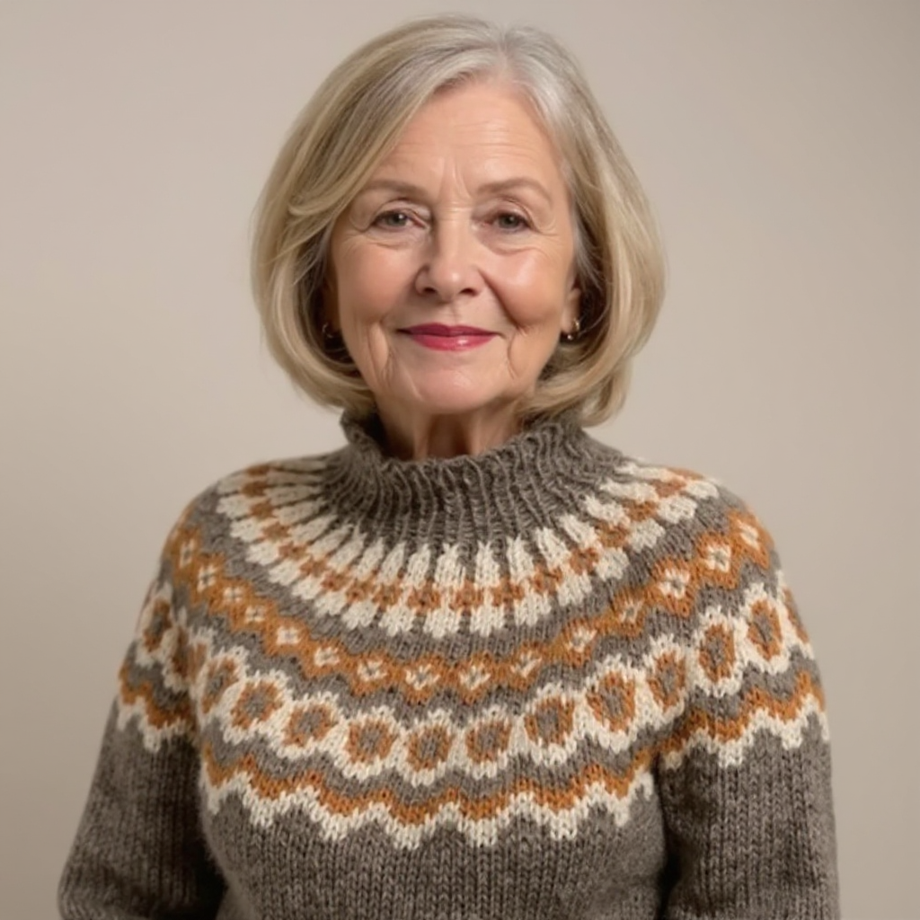 Sandra | Ring Pattern Yoke Knit Sweater