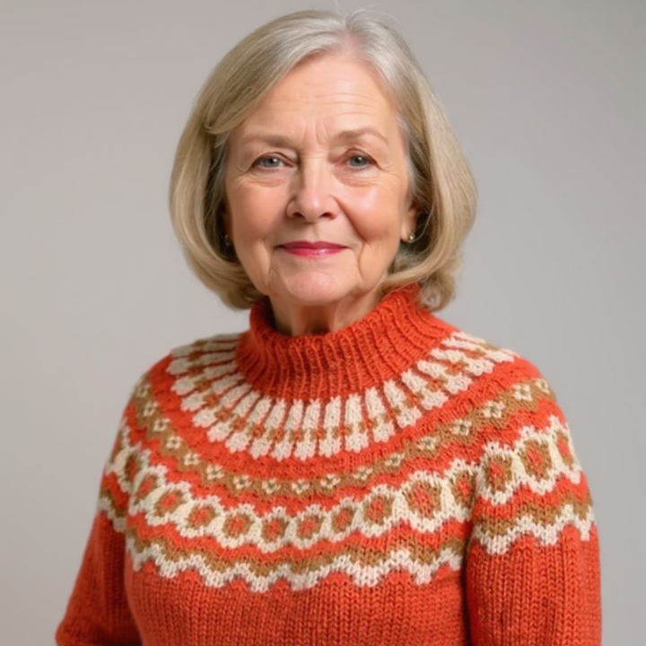 Sandra | Ring Pattern Yoke Knit Sweater