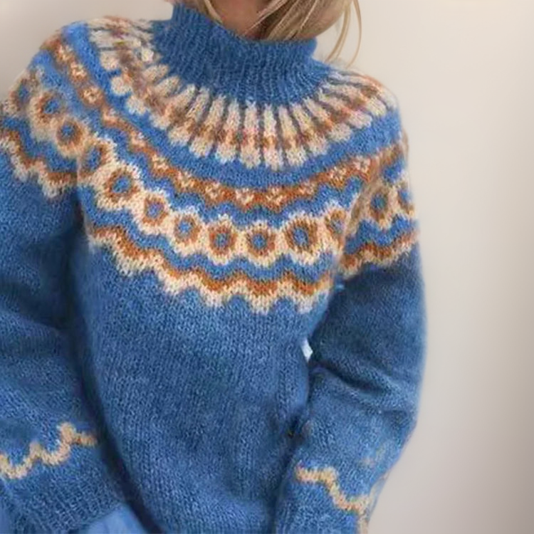 Sandra | Ring Pattern Yoke Knit Sweater
