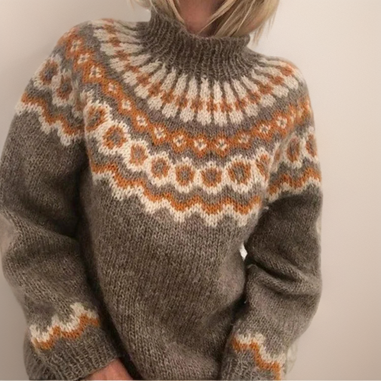 Sandra | Ring Pattern Yoke Knit Sweater