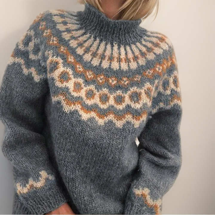 Sandra | Ring Pattern Yoke Knit Sweater