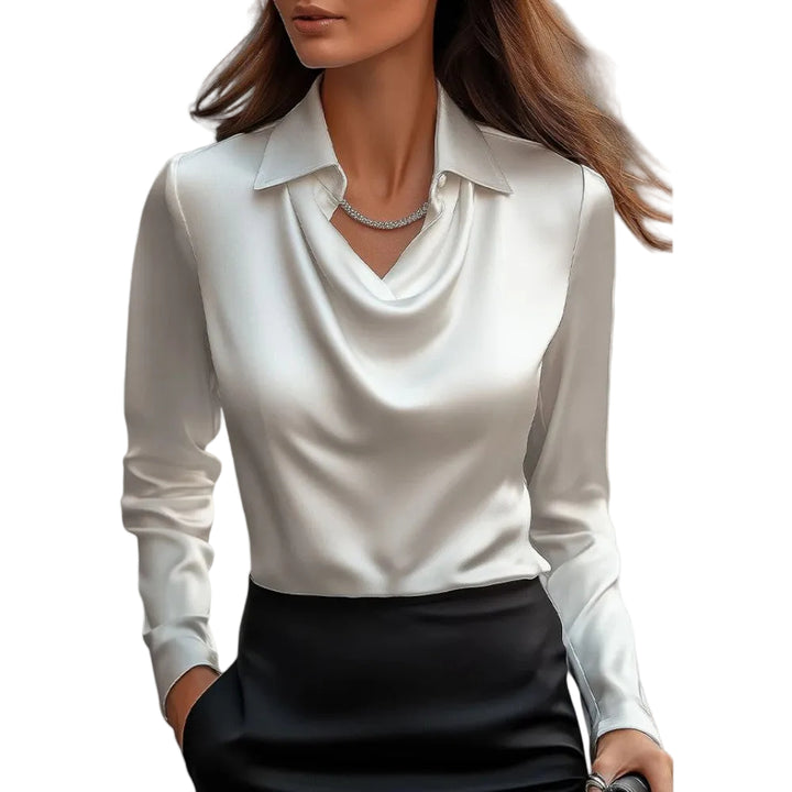 Women’s Draped Neck Long Sleeve Blouse
