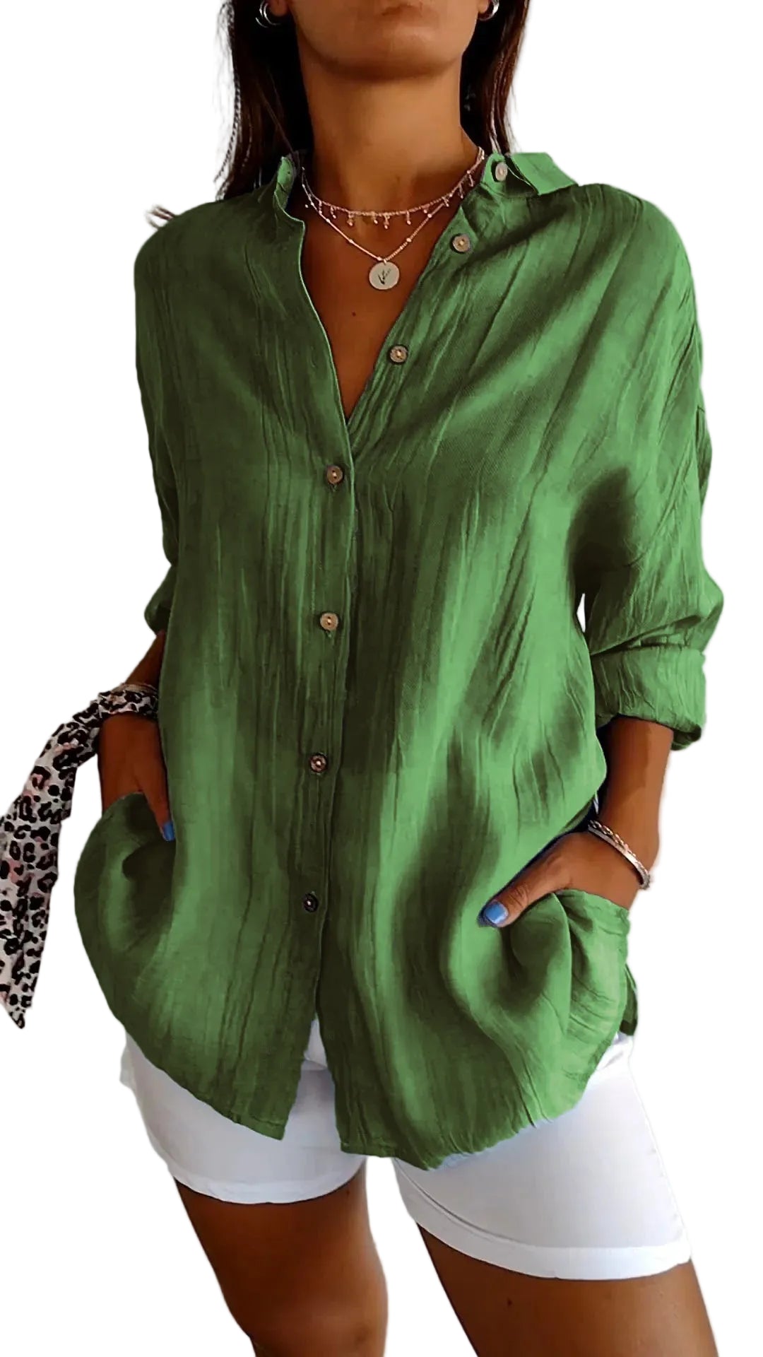 Women’s Button Up Shirt Textured Long Sleeve