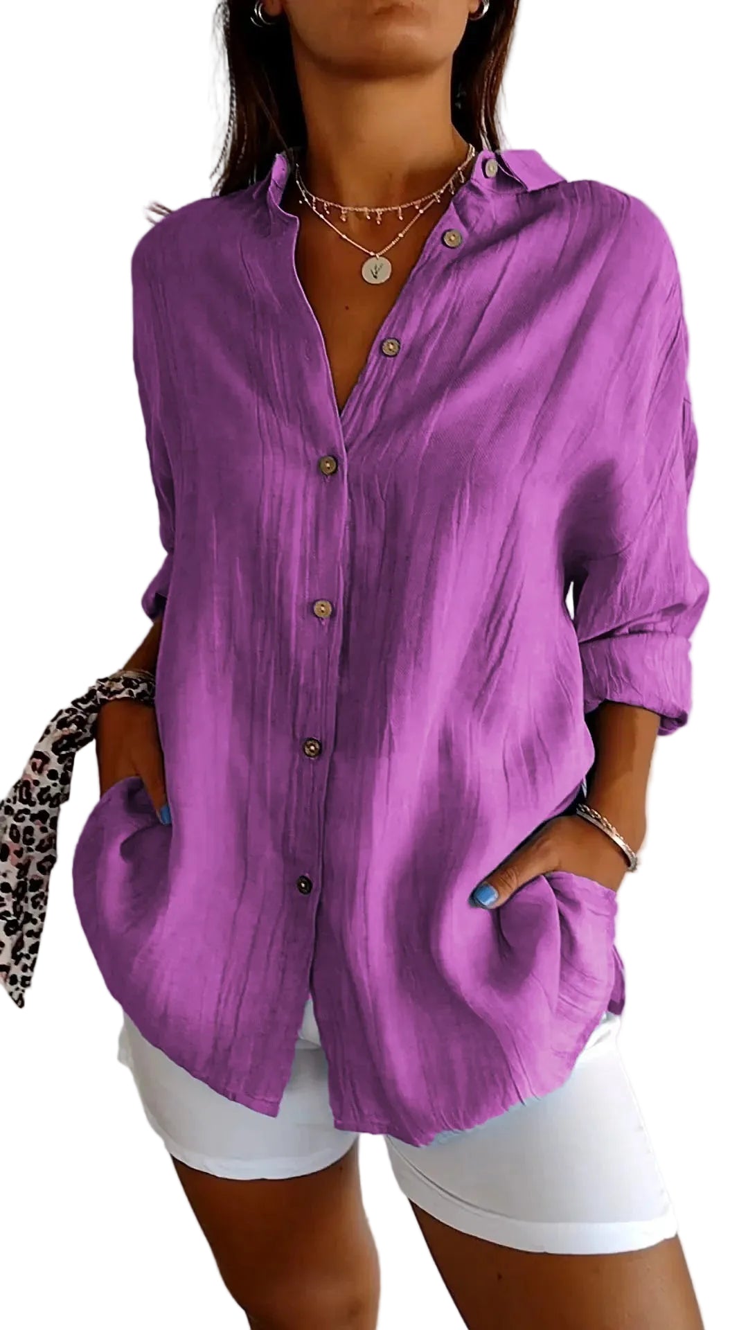 Women’s Button Up Shirt Textured Long Sleeve