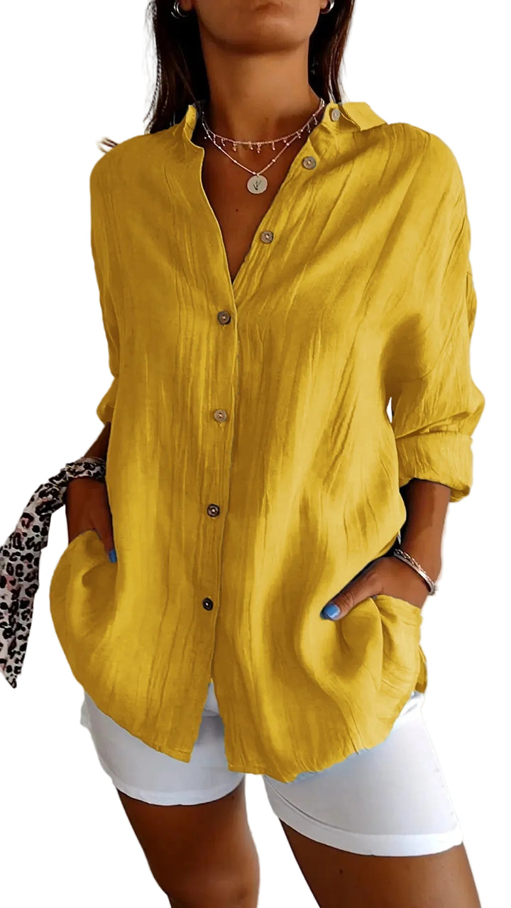 Women’s Button Up Shirt Textured Long Sleeve