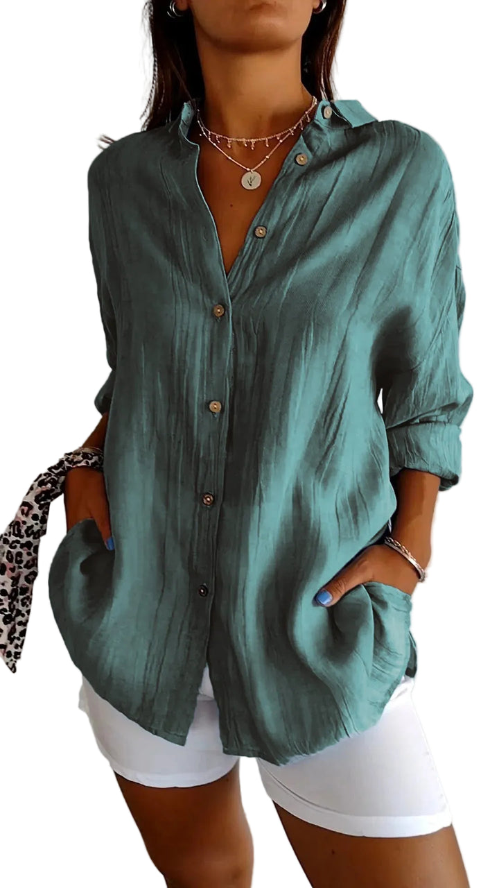 Women’s Button Up Shirt Textured Long Sleeve