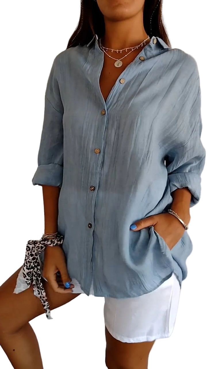 Women’s Button Up Shirt Textured Long Sleeve