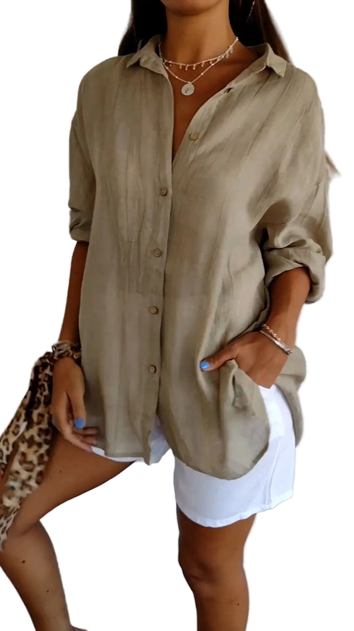 Women’s Button Up Shirt Textured Long Sleeve