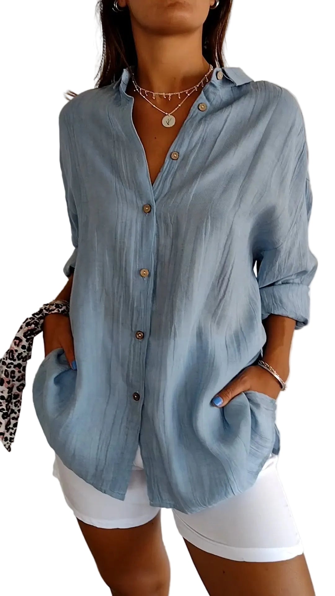 Women’s Button Up Shirt Textured Long Sleeve