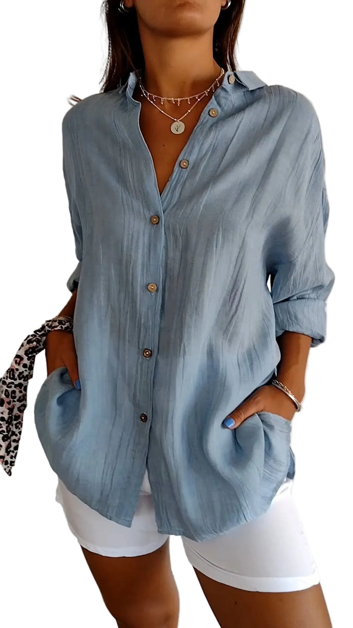 Women’s Button Up Shirt Textured Long Sleeve
