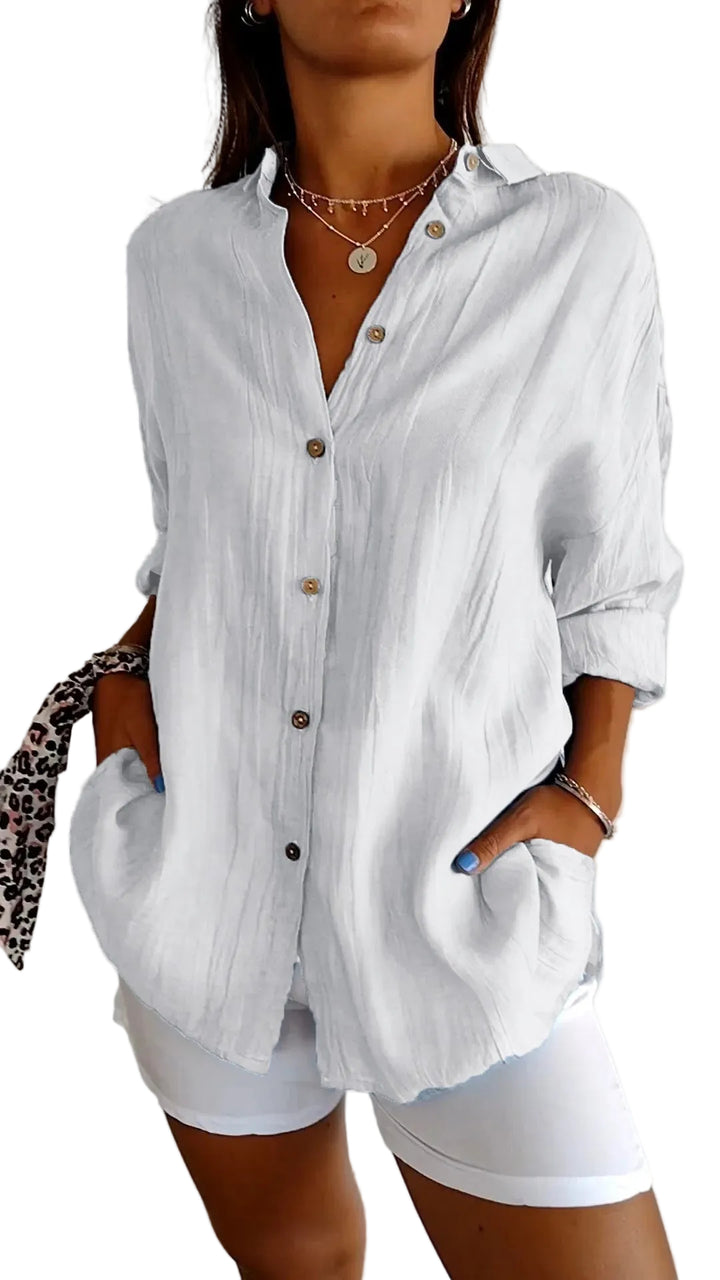 Women’s Button Up Shirt Textured Long Sleeve