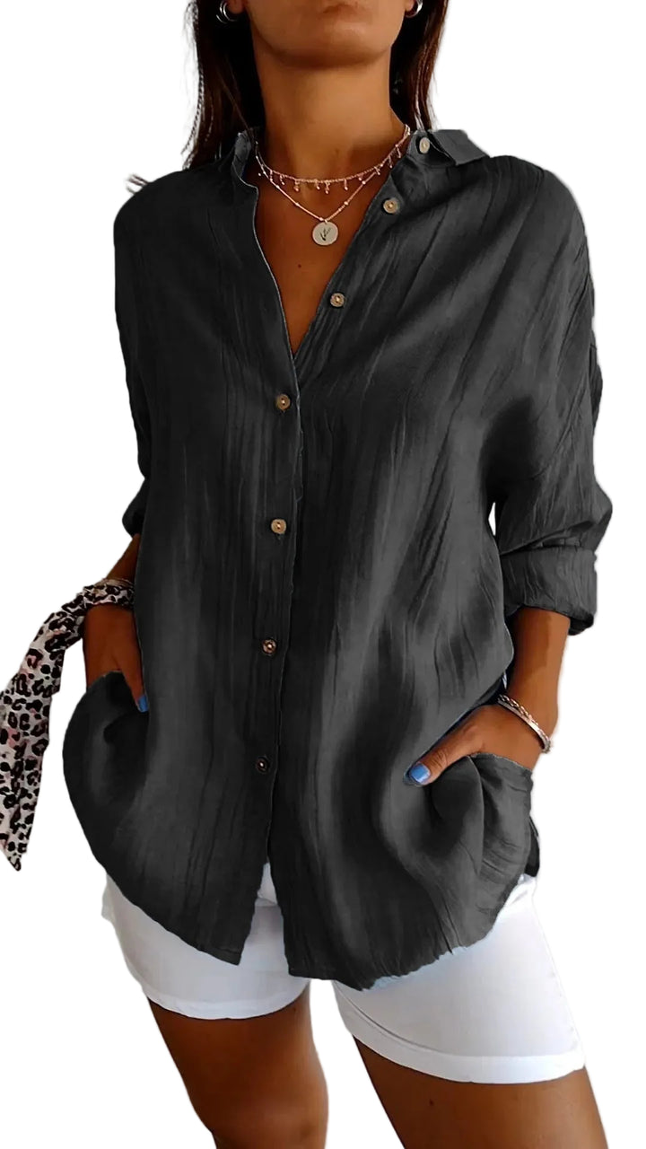 Women’s Button Up Shirt Textured Long Sleeve
