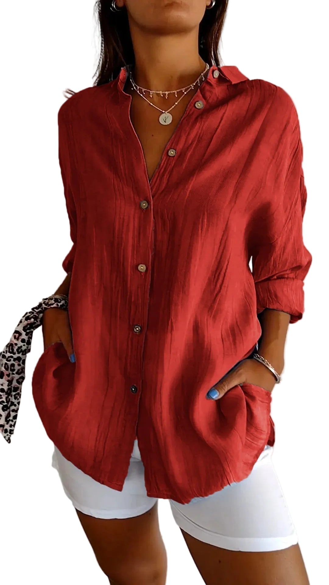 Women’s Button Up Shirt Textured Long Sleeve