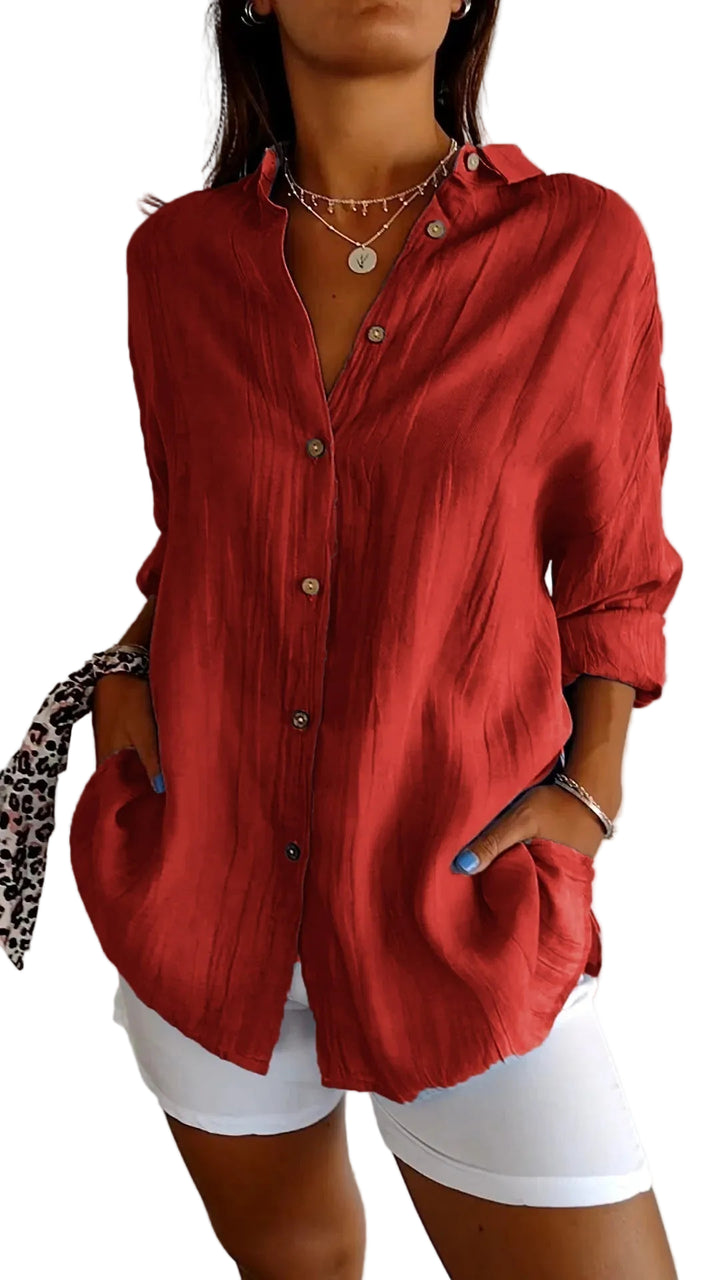 Women’s Button Up Shirt Textured Long Sleeve