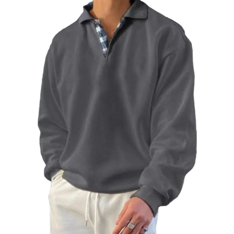 Men’s Polo Collar V-Neck Pullover