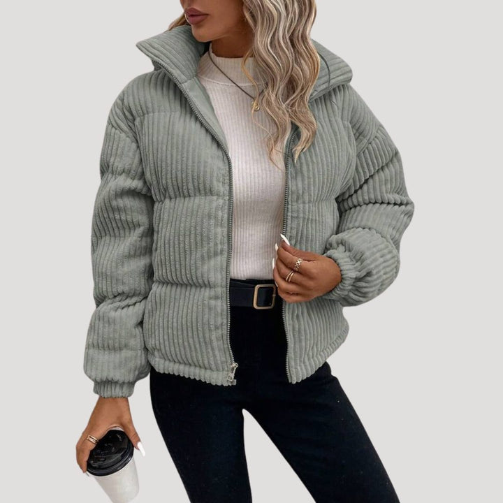 Kunigunde | Hooded Quilted Corduroy Bomber Jacket for Women
