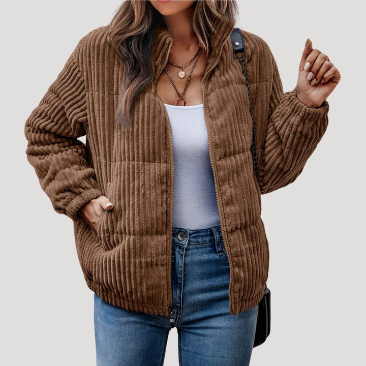 Kunigunde | Hooded Quilted Corduroy Bomber Jacket for Women