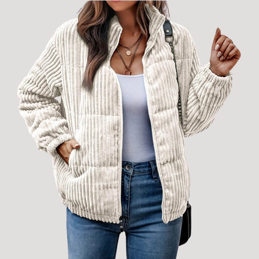 Kunigunde | Hooded Quilted Corduroy Bomber Jacket for Women