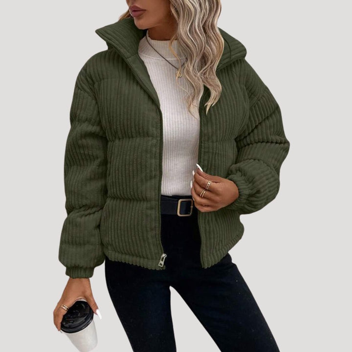Kunigunde | Hooded Quilted Corduroy Bomber Jacket for Women