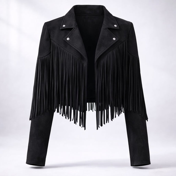 Leena | Cropped Boho Fringe Suede Jacket for Women