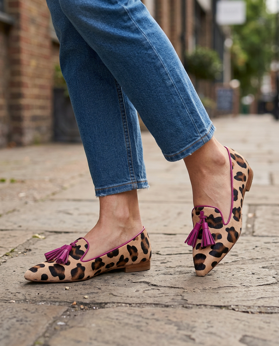 Ginevra | Loafers, Leopard Print, Fuchsia Tassels