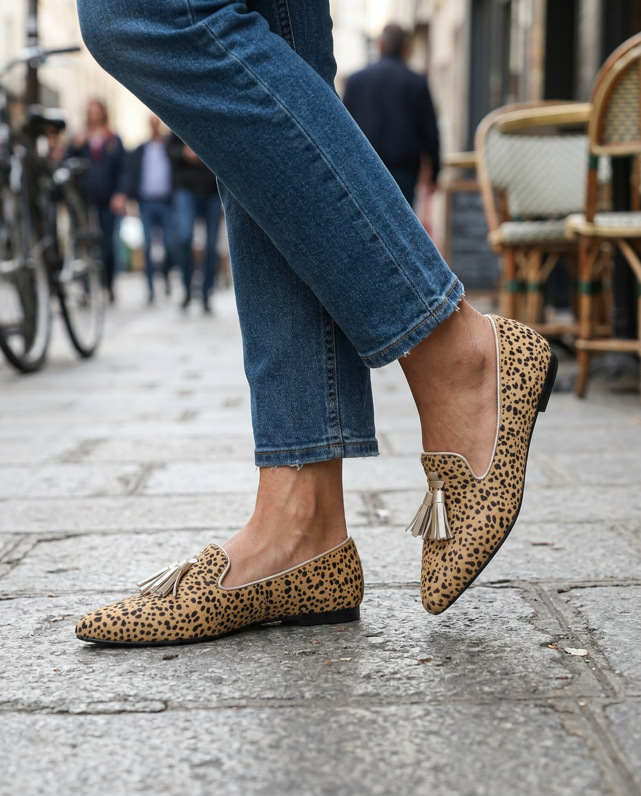 Ginevra | Moccasin, Cheetah, Light Gold Tassels