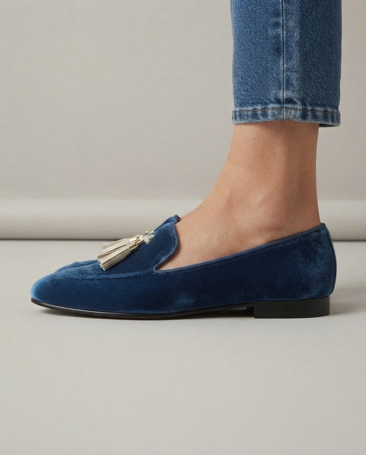 Vittoria | Moccasin, Blue Velvet