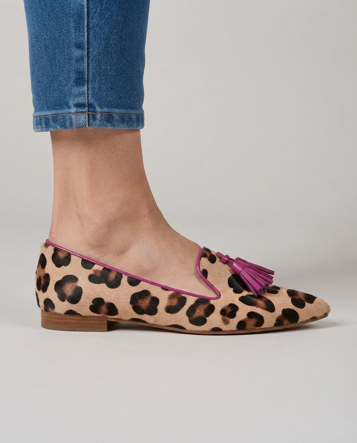Ginevra | Loafers, Leopard Print, Fuchsia Tassels