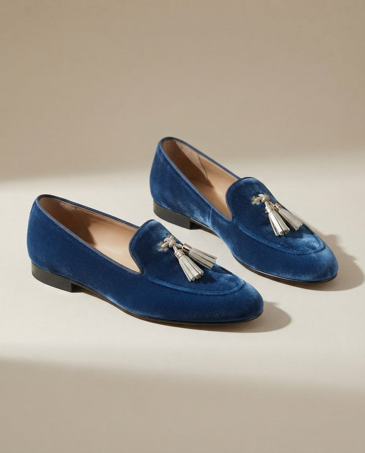 Vittoria | Moccasin, Blue Velvet