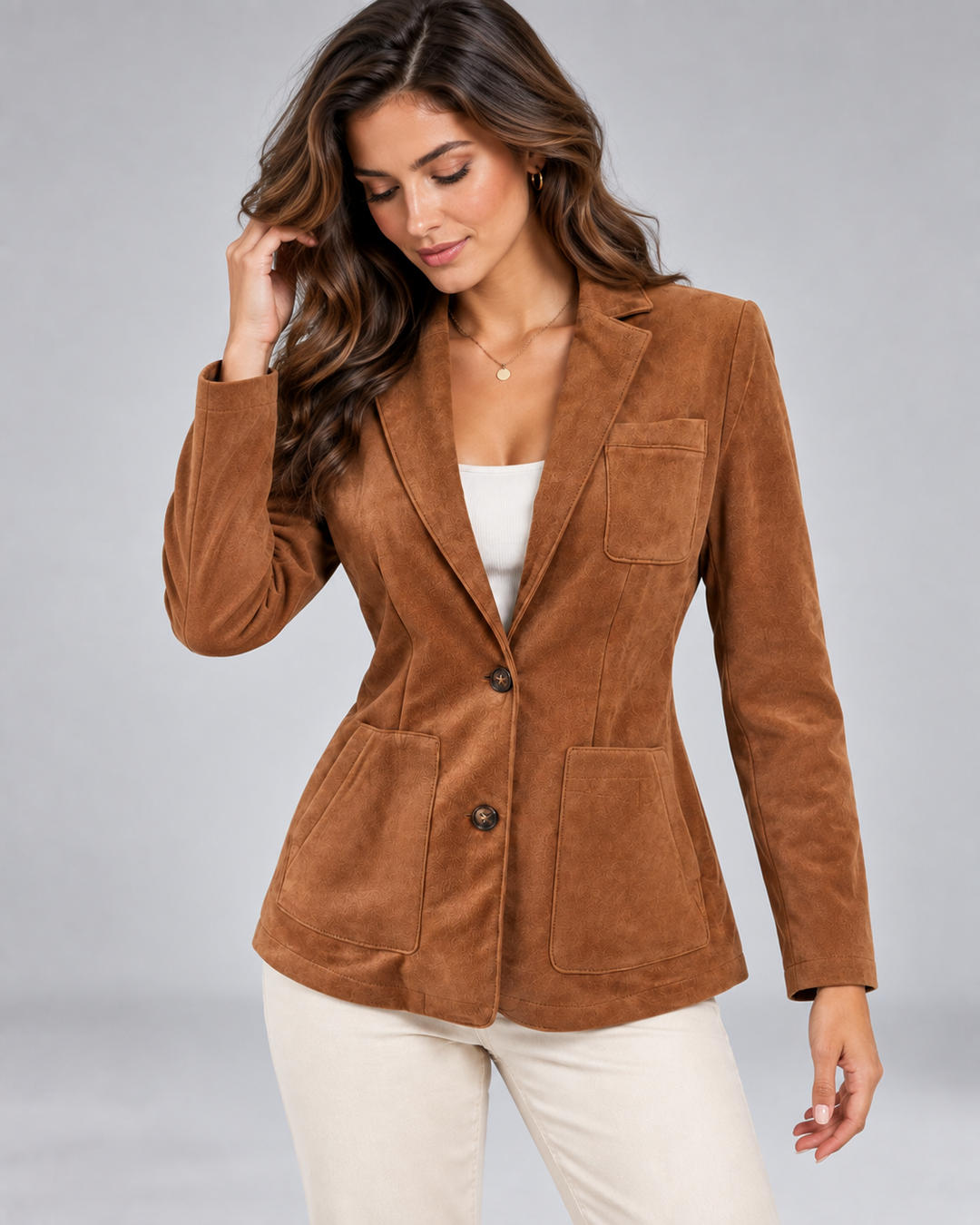 Rachel | Button-Down Suede Blazer for Women