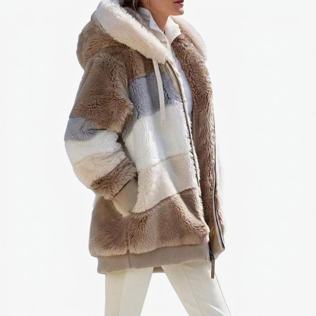 Vevina | Hooded Faux Fur Fleece-Lined Puffer Jacket for Women