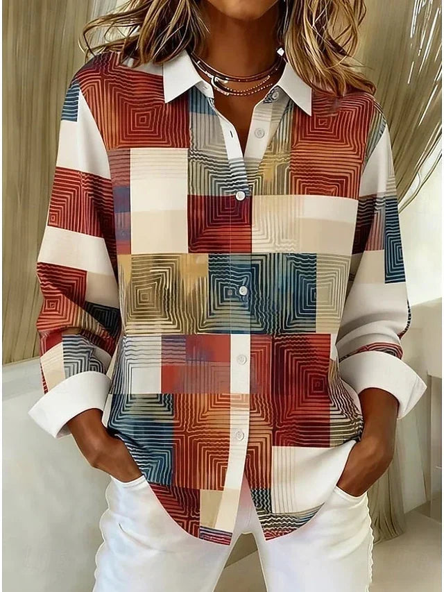 Merritt | Vintage Patchwork Button-Front Blouse