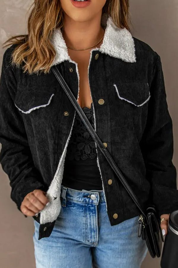 Xanthe | Sherpa Lined Corduroy Jacket with Collar for Women