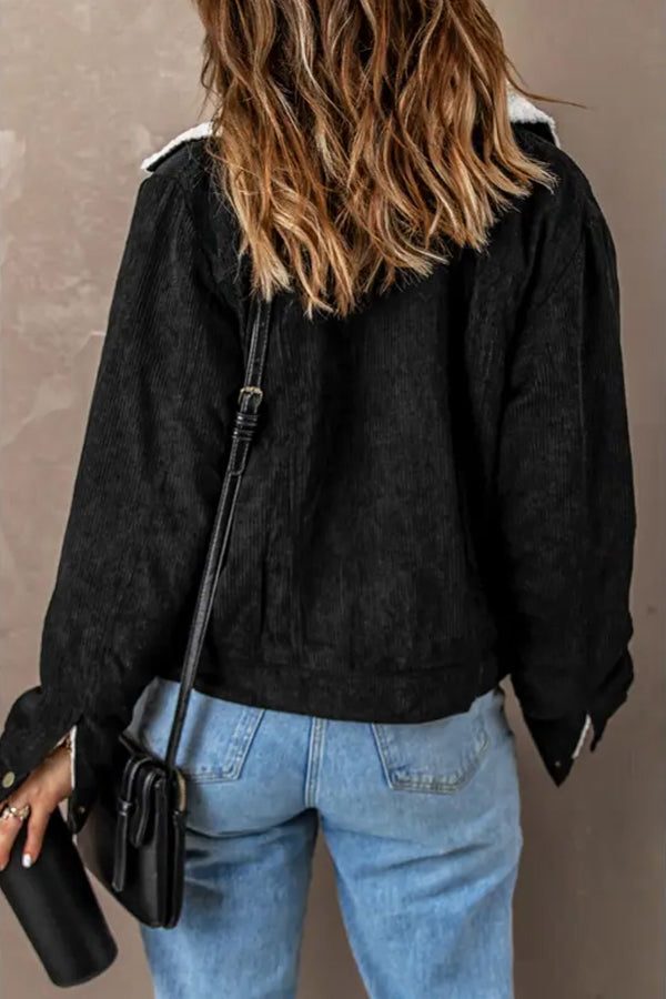 Xanthe | Sherpa Lined Corduroy Jacket with Collar for Women