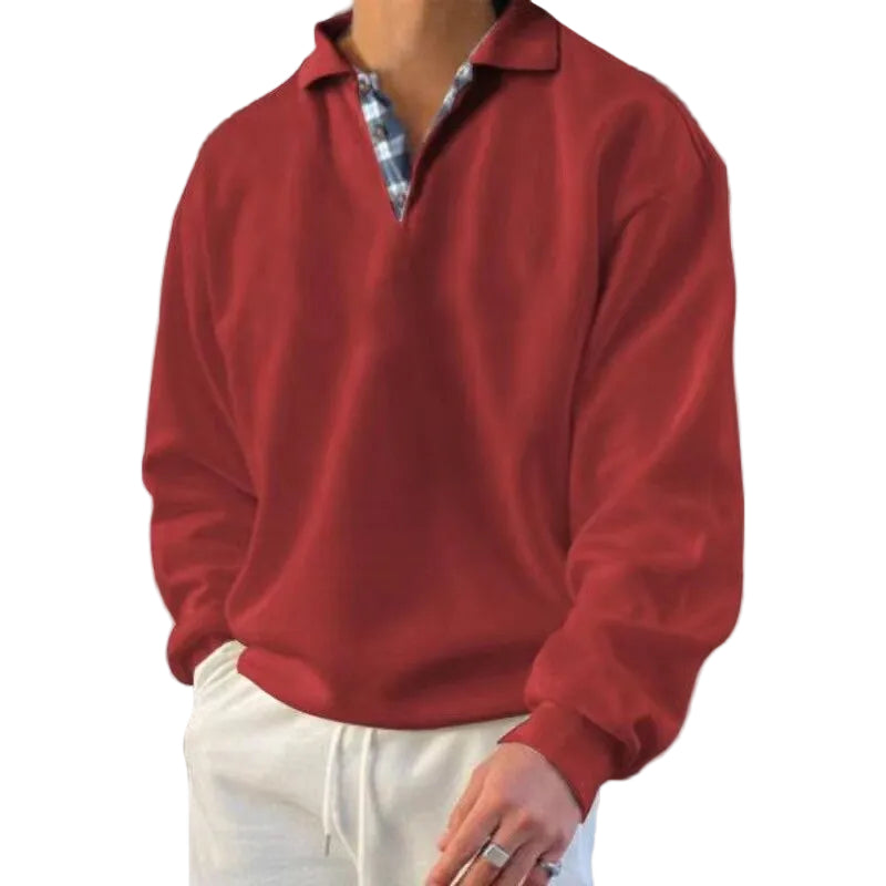 Men’s Polo Collar V-Neck Pullover